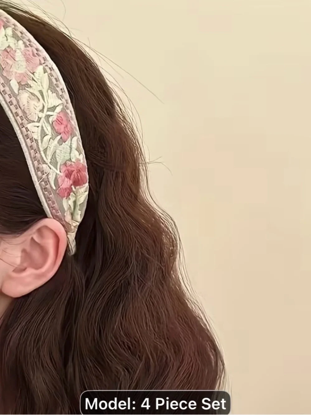 4PCS Floral Embroidered Padded Headband-summer super fairy high Top Country